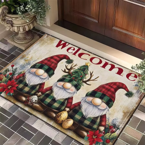 VIKAMA 1 Ba Ông Già Noel Thảm Chùi Chân Lễ Hội Polyester Thảm Trải Sàn Cho Phòng Khách Phòng Ngủ Ngoài Trời Thảm Giáng Sinh