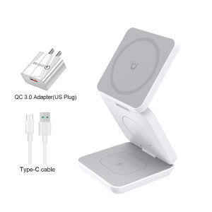 3 in 1 Magnetic Wireless Charger for iPhone Foldable Fast Wireless Charging Station for iPhone 16 15 14 13 12 Charger Stand