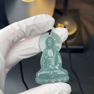 TIMESWIND Original Natural A-type Jade Amitabha Buddha Pendant for Zodiac Dog/Pig Guardian Men Women Necklace Gift with Certificate