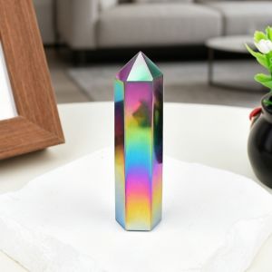 1pc Aura Crystal Point Tower Natural Quartz Obsidian Obelisk Wand Healing Stone Home Decor Gift