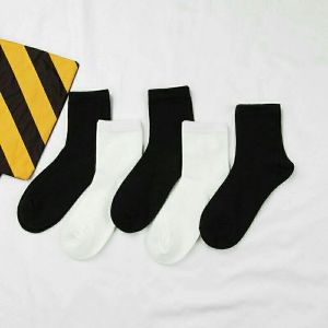 Mens Mid-Calf Breathable Classic Socks Pure Color Anti-Odor Absorbent Business Casual Socks Black White Grey Student Socks