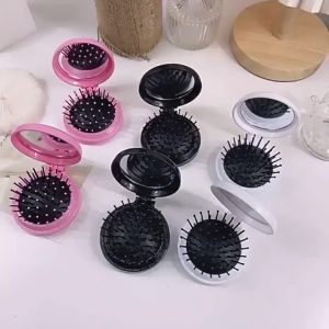 KUKE SISIR CERMIN BULAT 2 IN 1 / CERMIN BULAT 2 IN 1 MAKE UP ALA KOREA / CERMIN SISIR BULAT TRAVEL / SISIR BULAT LIPAT CERMIN PORTABLE