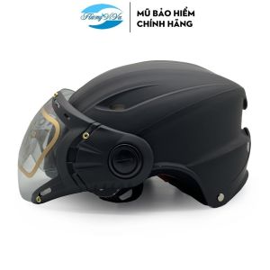 Mũ bảo hiểm nón bảo hiểm nửa đầu có kính Sundy HP01K cao cấp dáng thể thao cá tính mạnh mẽ cho nam nữ