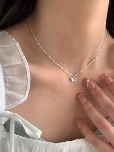 Choker Original 925 Italian Sterling Silver Womens Butterfly Pendant Necklace Fashion Jewelry for Girlfriends Gifts