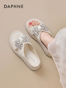Daphne | Wedge Sandals with Decorative Rhinestones and Bowknot