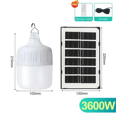 AIMO【Buy 1 Take 1】Solar light bulb with solar panel with Wireless Remote IP67 Outdoor Waterproof Energy-Efficient Lighting Fixture For Outdoor Lighting Fishing Camping