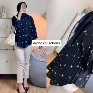 READY SIAP KIRIM MUNNA BLOUSE PLISKET MOTIF ESSEN