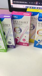 Bút bi nước mực GEL bấm nhiều màu 0.5mm Deli xinh xắn nhanh khô viết đều trơn tru lâu hết mực chất lượng cao EG118 --