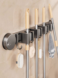 ติดผนัง ไม่ต้องเจาะ ด้ามจับล้างพื้น ติดกระดานจัดระเบียบ อุปกรณ์ทำความสะอาดแบบอเนกประสงค์ ด้ามจับล้างพื้น หัวเข็มขัด อุปกรณ์จัดระเบียบ