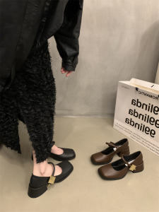 อินเทรนด์ สไตล์เกาหลี รองเท้าส้นสูง Mary Jane รองเท้าเดี่ยว ผู้หญิง สีดำ รองเท้าย้อนยุคแฟชั่นฝรั่งเศส ฤดูใบไม้ผลิ ฤดูใบไม้ร่วง ตามฤดูกาล