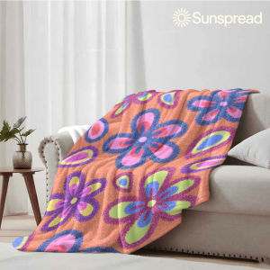 Beast Kingdom | Crayola Retro Bloom Soft Warm Flannel Blanket Lightweight Cozy Christmas Halloween Home Decor Room