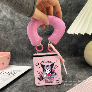 Hinge All-Inclusive for Samsung Zflip5 Phone Case Zflip4 Bracelet Zflip3 Womens Flip4 Pink Clow M Bracelet Crossbody W24flip Leather Pattern Protective Case