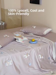 MISU | Embroidered Tencel Summer Blanket Set Cooling Student
