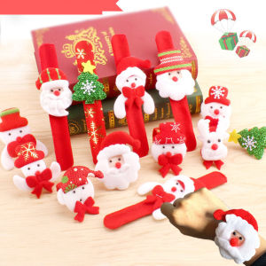 Cartoon Christmas Slap Bracelet Toy Kids Favor Santa Claus Snowman Reindeer Children Kid Wristband Christmas Gift New Year Decor