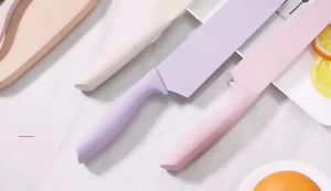 INSS 6PCS Kitchen Knife Set Colorful Stainless Steel Cleaver Scissor Kitchen Ceramic Peeler Tools