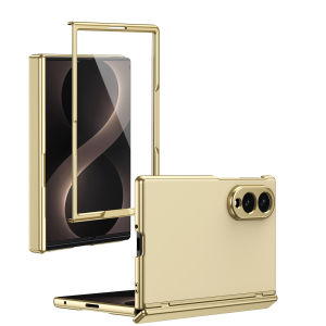 szhaiyu | Shockproof Golden Border Leather Phone Case For Samsung Galaxy Z Fold 8 7 6 5 4 Fold8 Ultra Steel Film Hinge Protection Cover