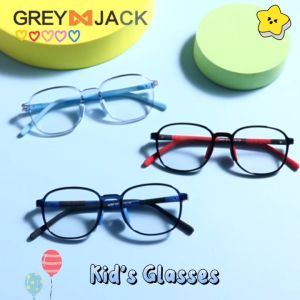 Grey Jack Kacamata Anak Anti Radiasi Blueray Lentur dan Ringan Laki-laki dan Perempuan Model Oval 52901