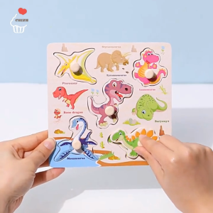 Knob Puzzle Board Square | Wooden Puzzle Gagang Knop Kayu | Puzzel Bentuk Geometri Shape / Hewan Binatang Serangga Dinosaurus / Transportasi Kendaraan / Buah Sayur Sayuran | Mainan Edukatif Edukasi Anak Balita Kenop Handle Peg Grip Pegged