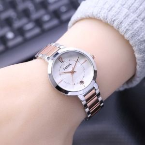Jam Tangan Wanita Cewek Fashion Fo55il Berimbing Rantai Stainless Steel Mewah Anti Karat