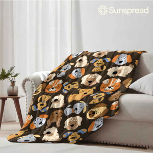 Beast Kingdom | Cute Cartoon Dog Faces Soft Warm Flannel Blanket Lightweight Cozy Christmas Halloween Home Decor Room
