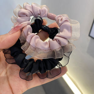 ยางรัดผมผ้าตาข่ายสไตล์เกาหลีสำหรับฤดูร้อน ยางรัดผมรัดผมแบบผูกหางม้า ไม่ทำลายผม ยางรัดผมผ้าตาข่ายขอบลูกไม้สำหรับผู้หญิง ยางรัดผมแบบใหม่ 2025