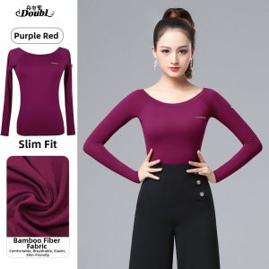 DANBAOLUO | Purple Red One-Shoulder Long-Sleeve Slim Fit Dancewear