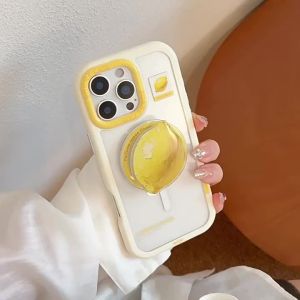 Ốp Điện Thoại iPhone 17/16/15/14/13/12/11 Pro Max Màu Vàng Chanh Hàn Quốc Chất Liệu Acrylic Trong Suốt Chống Sốc Có Chân Đế