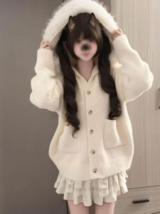 CHANGTONG | Lazy Style Hooded Sweater Coat