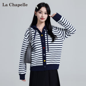 La Chapelle | Striped Hooded Knit Sweater for Women