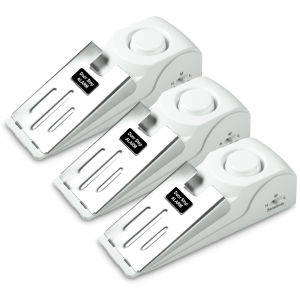 3pcs Portable Door Stop Alarm with 120dB Siren Door Stopper Security Alarm for Home Hotel 3 Levels Sensitivity Door Wedge Alarm