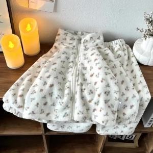 Sonkpuel | Winter Warm Plush Kids Pajama Cute Cartoon Boys Girls 2-Piece Thicken Home Clothes Coat+Pants Clothing Children Baby Pajamas