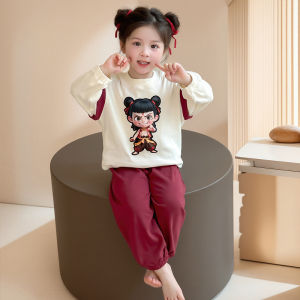 Pure Cotton Sleepwear for Children Cartoon Zheta Sleeping Suit Boys And Girls Home Clothes Set Spring Autumn New Arrival