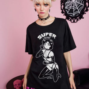 Bandai | Summer 2026 Sailor Moon Yamami Mizino "Dark Punk" Street Trend Theme 100% Cotton Printed Loose T-shirt for Boys and Girls