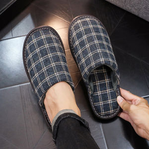 Home Cotton Slippers Fabric Art Couple Indoor Wooden Floor Thick Bottom Soft Bottom Warm Anti-slip Men Women Autumn Winter Use