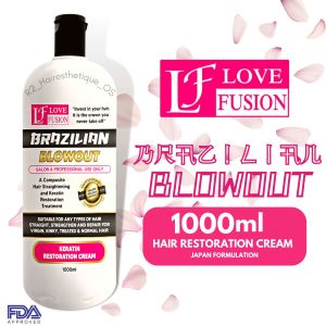 1Liter Original Lovefusion Brazilian Blowout Hair Treatment - Authentic Formula - Keratin Restoration Cream - Smooth Straighten Frizz-Free Hair - Suitable for All Hair Types - 1000ml