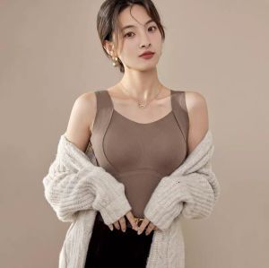 Thickened Winter Warm Vest Womens Strapless One-Piece Wool Underwear with Chest Pad Dervo 2025 Wool Seamless Base Layer