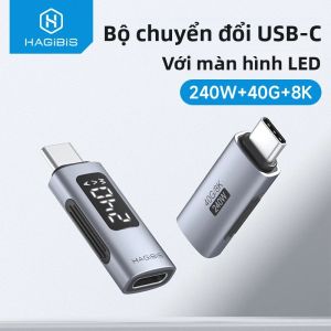 Bộ Chuyển Đổi USB C Hagibis 240W Với Màn Hình LED Kết Nối Type C Sang USB4 Tốc Độ 40Gbps Hỗ Trợ 8K 60Hz Cho Thunderbolt 4/3 iPhone 15/16/17 MacBook