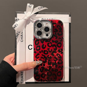  16Pro Max Phone Case 2025 New 17Pro High-End Gradient Leopard Print 15Plus Silver Paper 14 with Lanyard 13P Womens Model Full Cover Lens 12