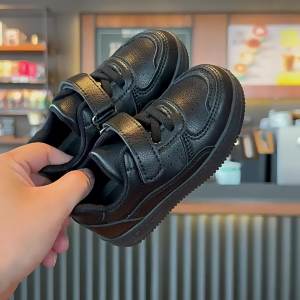 MAYSOLE Sepatu Sekolah Hitam Polos Kasual Keren Laki Perempuan Empuk Nyaman Anak Import Fashion