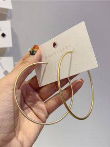 Matte Gold Oversized Circle Earrings Womens Silver Needle Fashion Jewelry Simple Vintage Personality Hoops Elegant Ear Jewelry