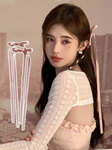 Ballet Style Hair Clip Butterfly Knot Side French Ribbon Tie Girls Hair Accessories out Fashion Korean Style A0291