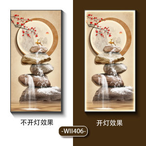 New Chinese Style Entrance Decorative Painting LED Lighted Landscape Artwork Metal Framed Modern Home Decor Wall Art