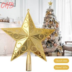 Christmas tree decoration five-pointed star tree top decoration golden Christmas Party