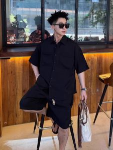 JIARONG | Linen Lyocell Short Sleeve Shirt & Shorts Set