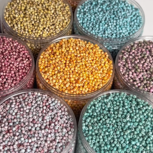 300pcs Manik Beras Kaca Picasso 3mm - Warna Solid Kualitas Tinggi untuk DIY Kalung Gelang & Aksesoris