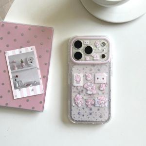 Sanrio | Sanrio My Melody Cute Pink Star Glitter Clear Phone Case Shockproof Transparent Protective Cover For iPhone 15 Pro 16 17 Pro Max