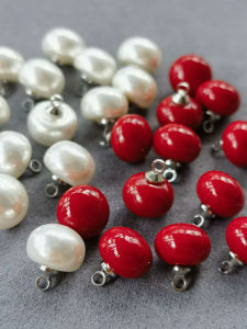 Nút Ngọc Trai Màu Trắng Hình Bánh Mì Chất Lượng Cao DIY Nút Áo Len Đỏ Dệt Kim Cho Nữ Nút Quần Áo Phụ Kiện May Vá