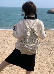 กระเป๋าเป้สะพายหลังผ้าไนลอนลายแมวปักลายหรูหรา ความจุขนาดใหญ่ กระเป๋าเป้สะพายหลังสำหรับนักเรียนมัธยมปลายและนักศึกษาวิทยาลัย กระเป๋าใส่หนังสือสำหรับใช้ในห้องเรียน