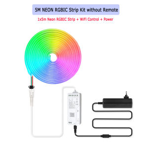 Tuya WiFi Neon RGBIC LED Strip 12V 5m 10m WS2811 Music Sync Dream Color Addressable Party Game Light RF Remote fr Alexa Google