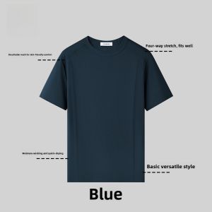 Miiow | Mens Breathable Quick Dry Short Sleeve T-Shirt Cat Man Pure Color Skin-friendly Antibacterial Thin Standard Fit Business Style